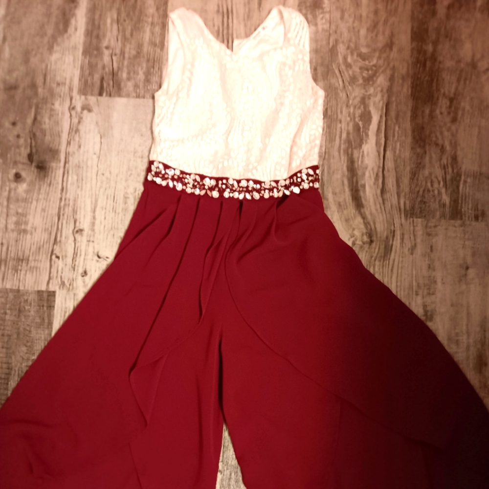 Burgandy rhinestone jumpsuit